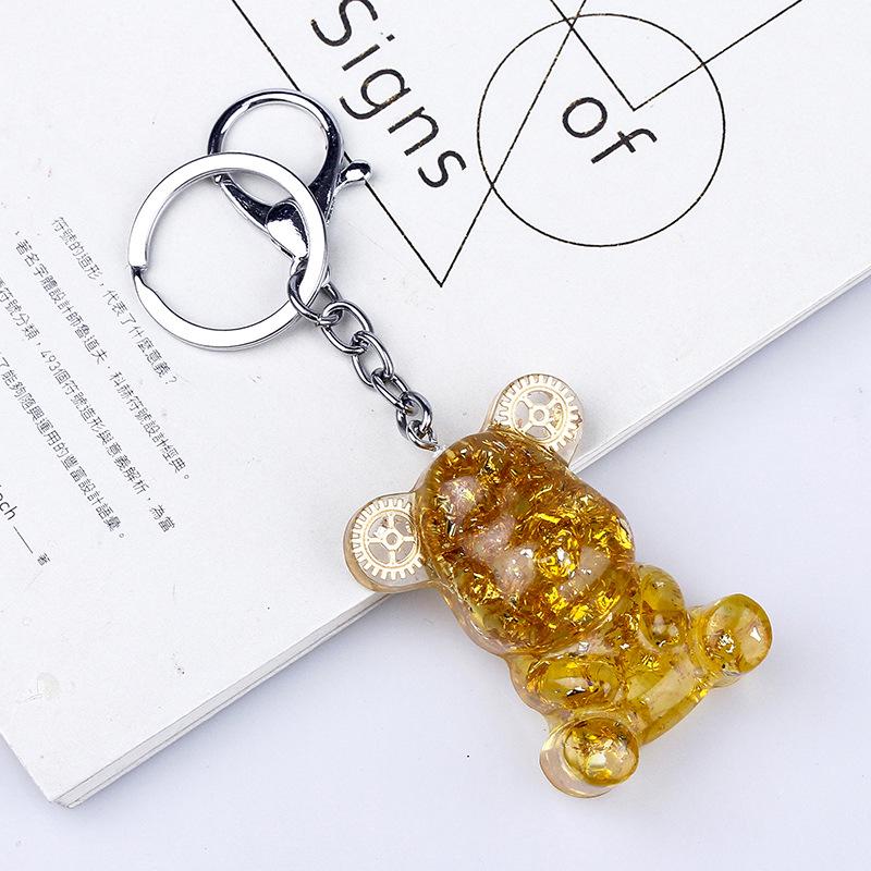 Crystal Resin Bear Keychain - Creative Hugging Bear Design for Car Keys
