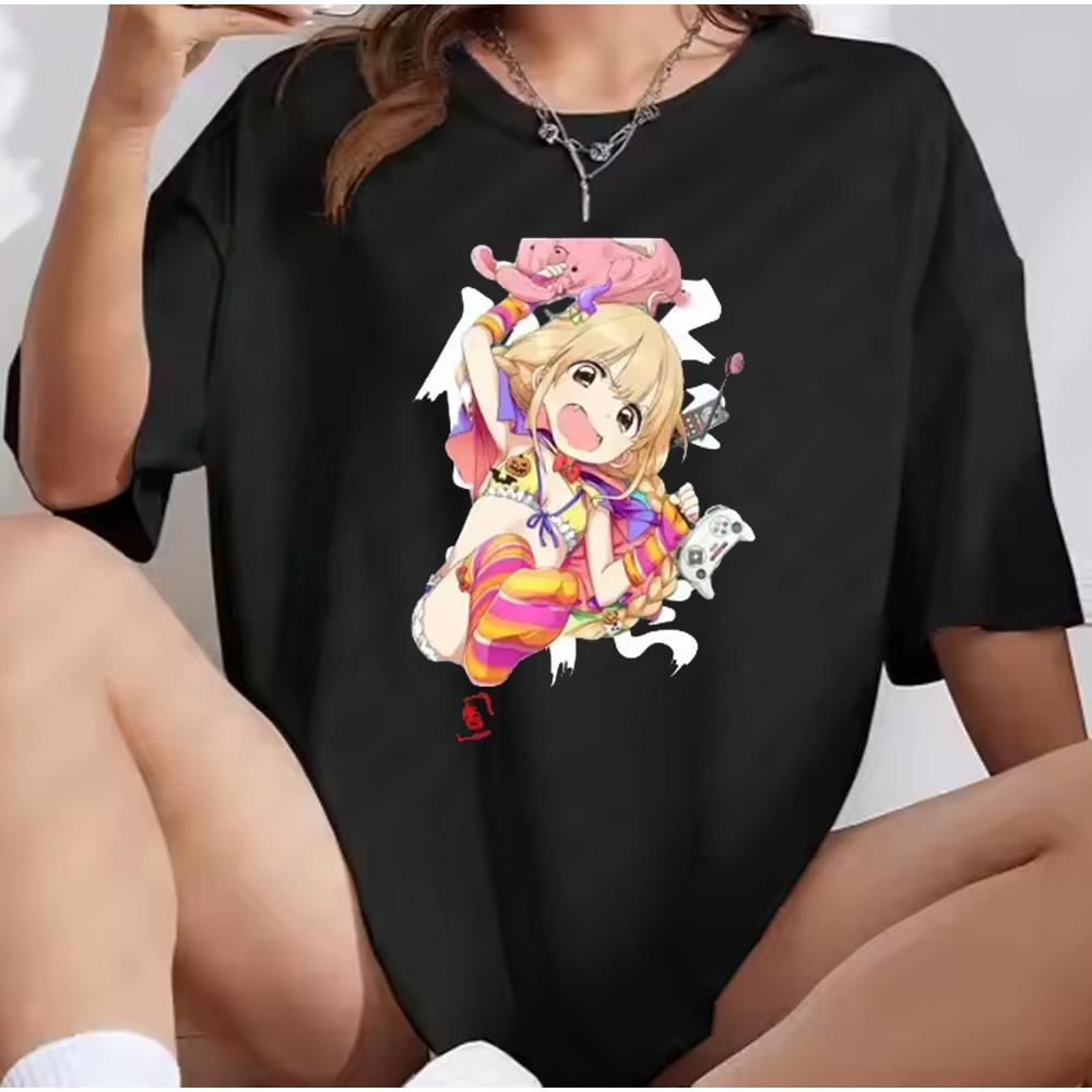 2026 New If You Work You Lose  Anzu Futaba Version Tshirt  Kawaii Anime Funny Cartoon Otaku Unisex Black Tshirt