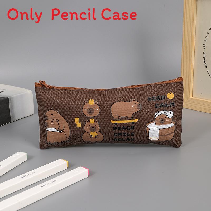 Cute Capybara Pen Bag With Oxford Fabric Storage For Kids And Teens