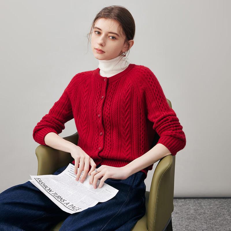 

Komon Boca 2025 Осень/Зима Женский Кардиган из Кашемира с Круглым Вырезом и Вязаным Жгутом 2XL