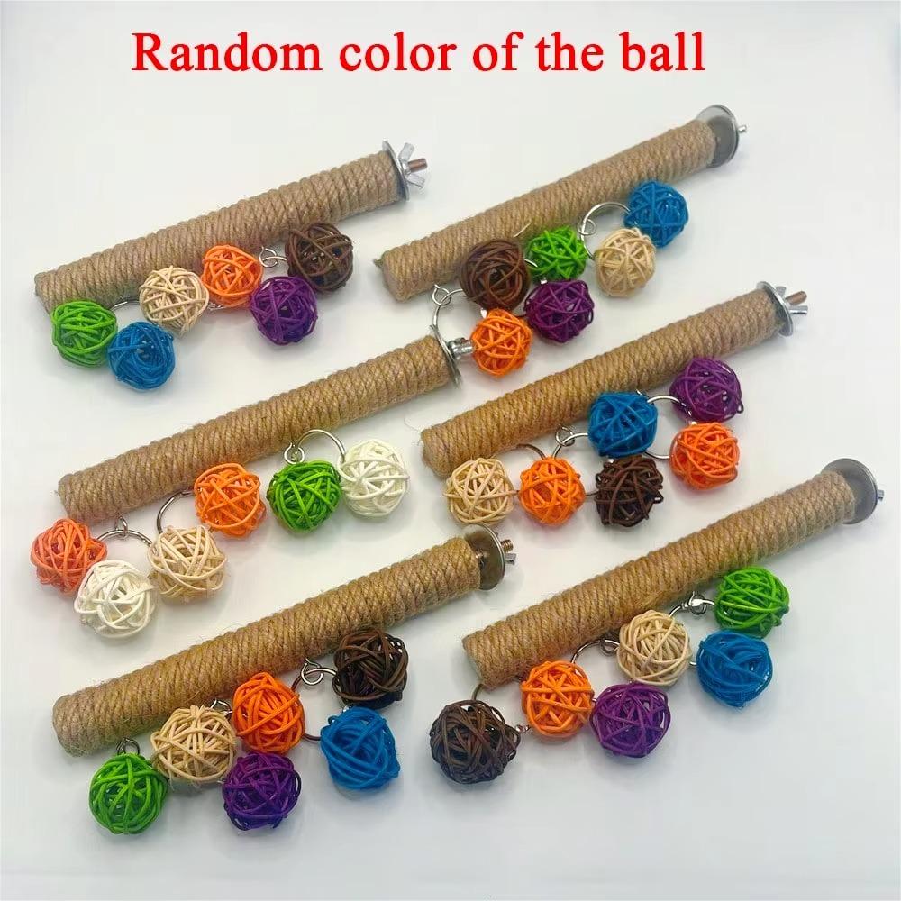 New Grinding Claw Parrot Rope Pole Standing Rod Colored Ball Mouth Chew Cage Accessories Pet Bird