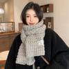 New couple scarf women's autumn and winter versatile Japanese Korean version white knitted wool scarf men's trendy and cute