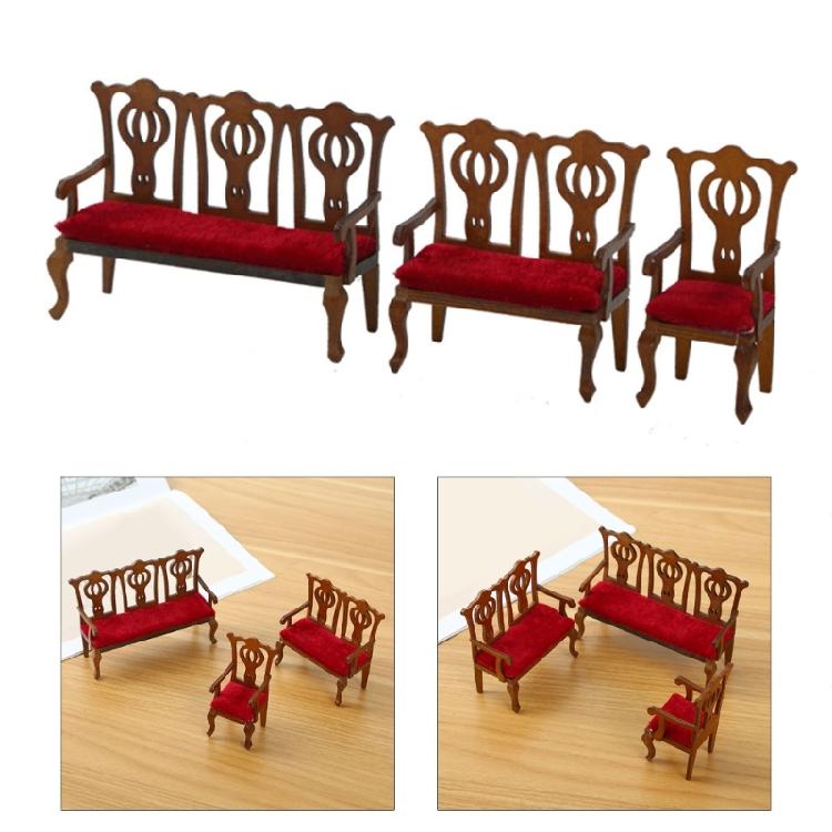 1/12 Dollhouses Sofa Chair and Cushion For Craft Model Project Living Room And Study Room Scene Display Decoration