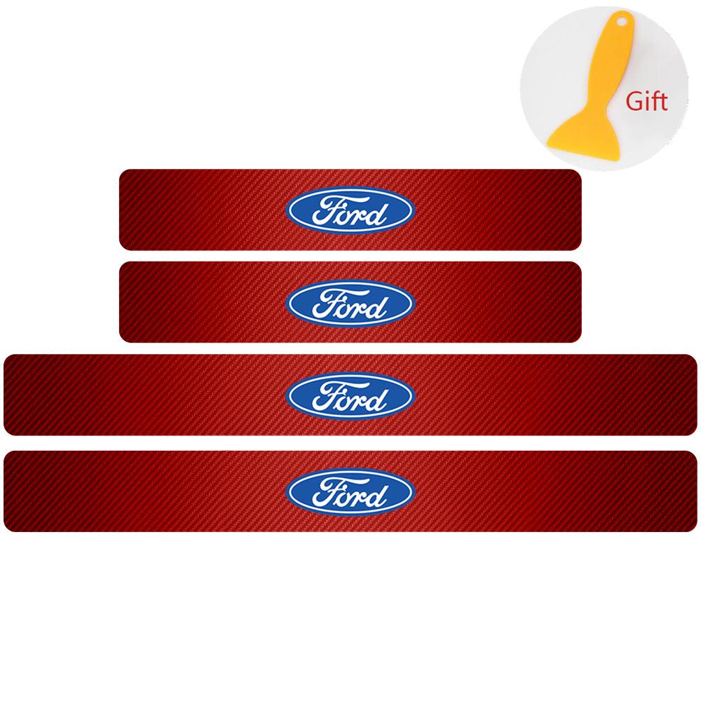 qmzhr10 4pcs Car Door Sill Scuff Plate Stickers Center Cover For Ford Focus 2 3 Mondeo Fiesta Fusion Ghia Ecosport Ranger Mondeo Mustang