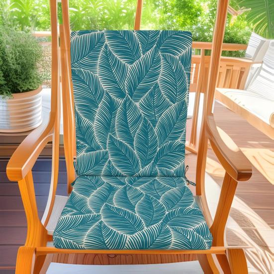 Yousheng Rocking Chair Cushion 18 Inch X 19 Inch Floral Seat Cushion with Straps Rain-Proof Fade Resistant Back Seat Cushion for Outdoor Dining Chair