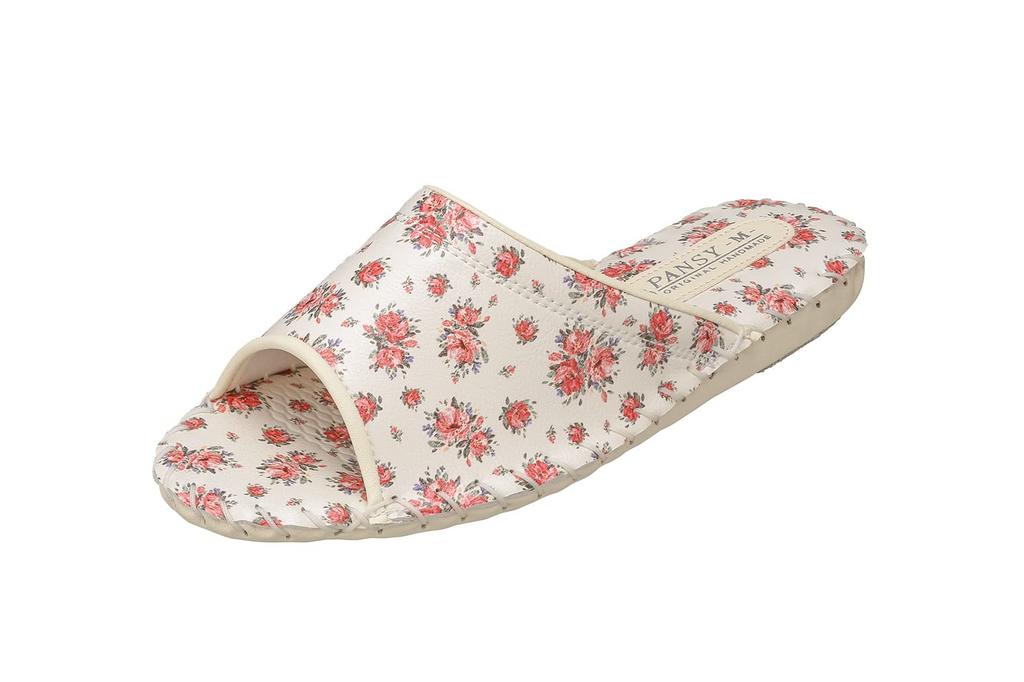 Pansy 9521 Floral Indoor Size Ivory Women's Hand-Knitted Shoes, Antibacterial, L,