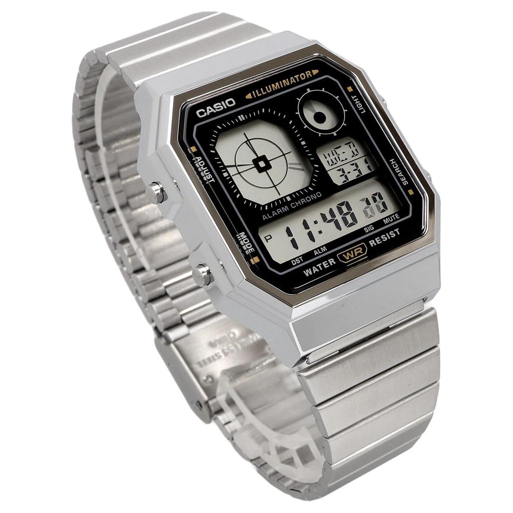Casio Standard Vintage Series Silver and Overseas Model Analog-Digital Watch, A130WE-1A, Unisex, Black, [Used]
