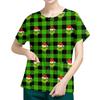 Women's Short Sleeved Patterned Pockets, Work Print Stand Up Collar, Single Breasted Protective Clothing, Cardigan Jacket, Top