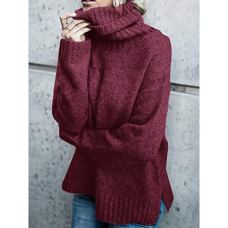Women S High Neck Long Sleeve Pullover Knit Sweater