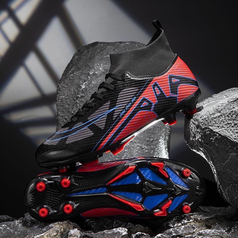 World Cup Thorn 15 Soccer Shoes Men's High Top Spikes Student Children's Boys Training Game Sneakers