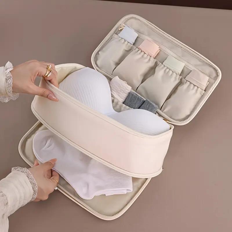 Reiseaufbewahrungstasche Tragbare Unterwäsche Strumpfhose, Socken Organisationstasche, Doppelschichtige Große Kapazität Gepäcktasche Reiseutensilien