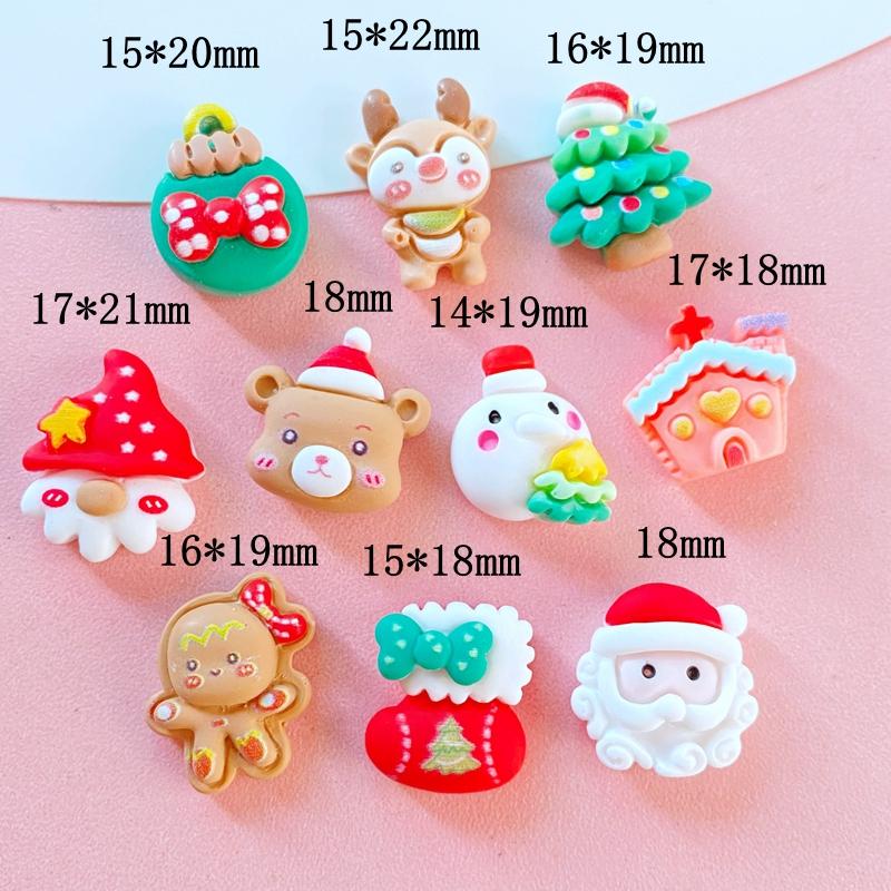 20Pcs New Cute Mini Christmas Collection Flat Back Resin Cabochons Scrapbooking DIY Jewelry Craft Decoration Accessorie