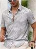 Camisa Masculina de Manga Curta com Botões Estampa Folha de Palmeira Tropical 2026, Camisa Casual de Verão Estilo Praia Casual
