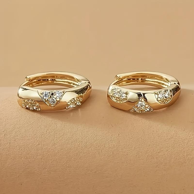 Luxury Gold Color Geometric Hoop Earrings for Women Fashion Zircon Circle Earring Trending Wedding Jewelry