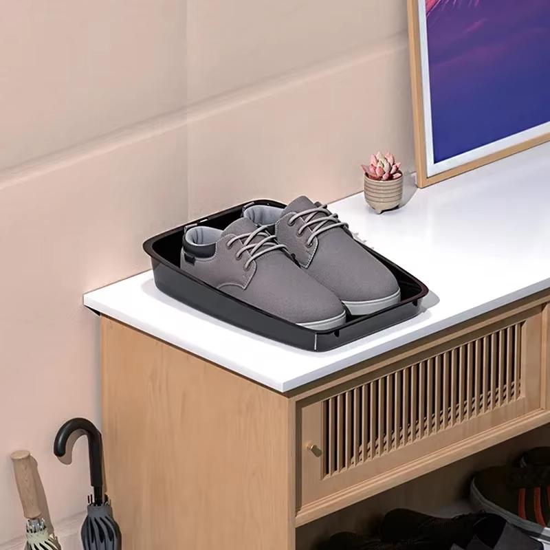 1/2/4pcs Portable Shoe Storage Tray Plastic Durable Shoe Storage Container Car Interior Shoe Storage Box Vehicle Organizer
