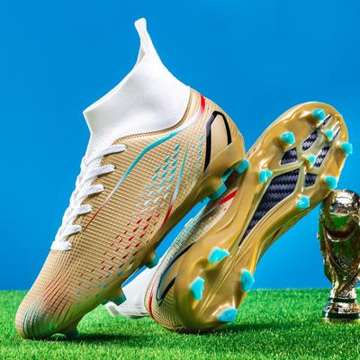 Fashion Spot High-top Football Shoes Men's and Women's Outdoor Sports Youth Game Training Football Shoes Breathable and Wear-resistant
