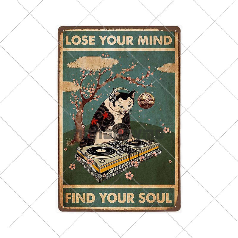 Funny Black Cat Pet Animal Cartoon Metal Tin Sign Vintage Poster Decorative Wall Plates Plaque Retro Home Decor 20x30cm