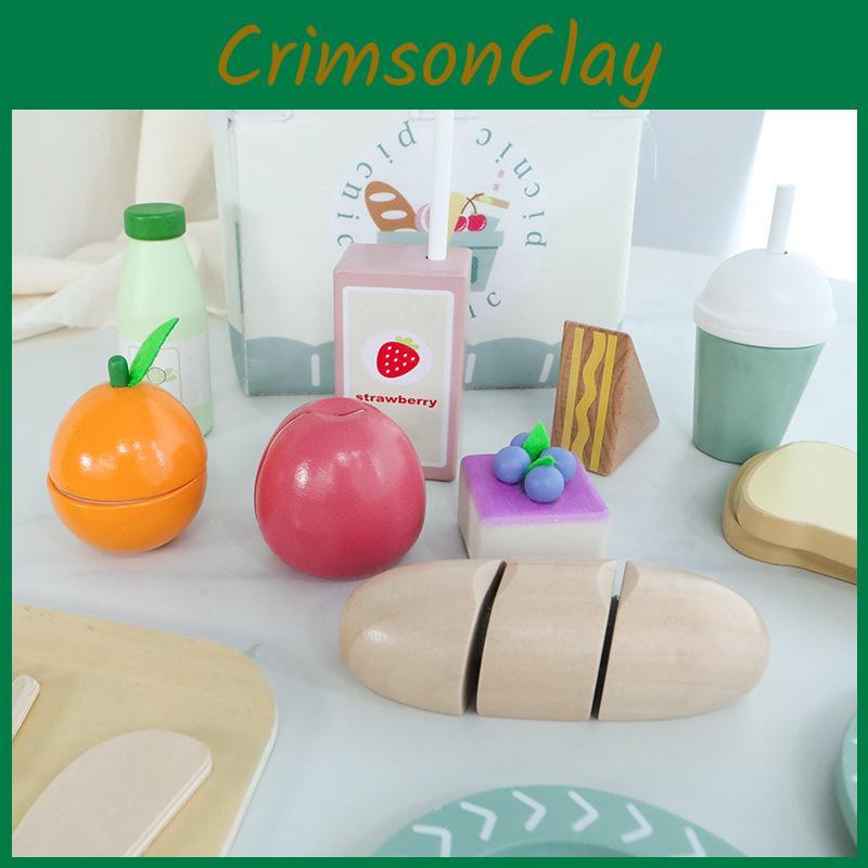 Childrens Wooden Fruit And Vegetable Cutting Play Set For Imaginative Kitchen Fun