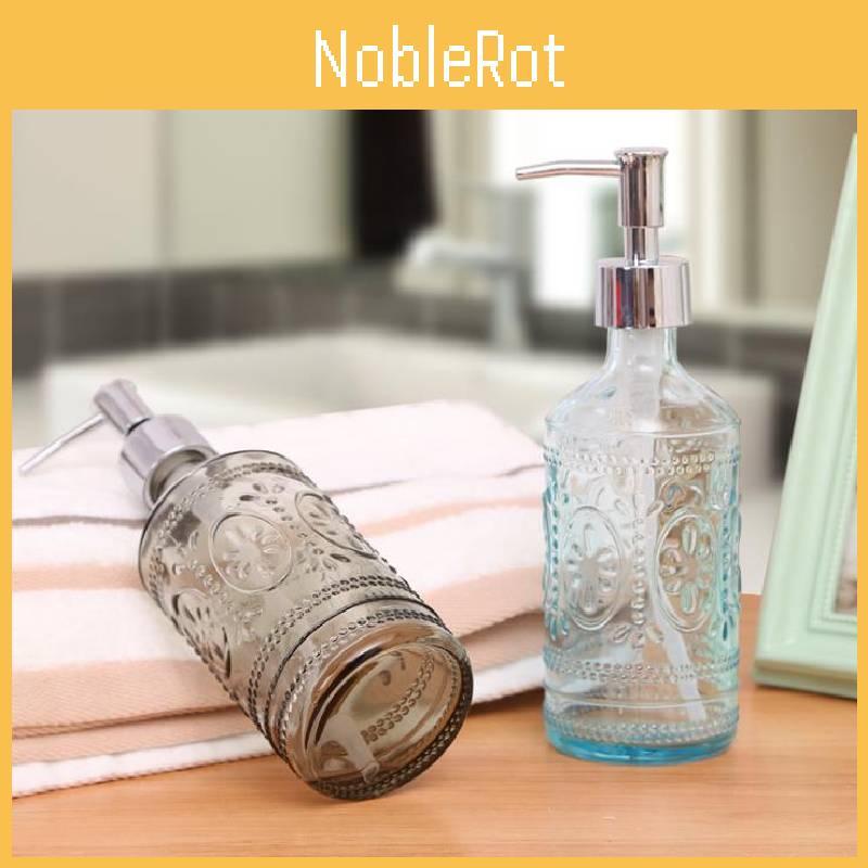 Stylish Blue And Gray Glass Soap Dispenser 420ml Square Bottle For Lotion And Liquid Soap