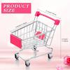 3pcs Mini Shopping Carts Small Supermarket Cart Model Metal Storage Cart Kawaii Dolls Display Rack Desktop Table Decoration Cute