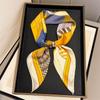 Light luxury three-dimensional geometric printing medium square scarf imitation silk contrasting color silk scarf trendy cool wear decorative neck sca