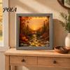 Soft Non-dazzling Night Light LED Photo Frame, Up Picture Wooden with 3D Surround Wall Decor Scenic Art Print, Ambient Lighting for Bedroom