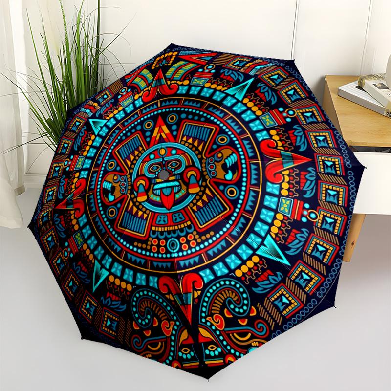 Blue Eye Glass Automatic Umbrella Folding Umbrella with 8 Ribs Sturdy Construction All-Season Travel Vibrant Pattern Umbrella Birthday/Christmas Gift