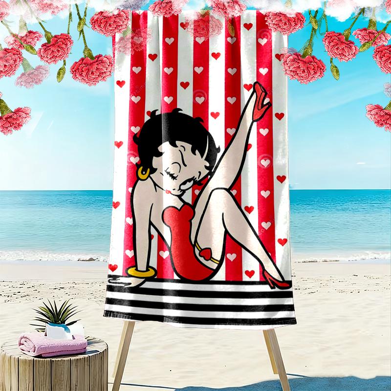 Betty Boop Beach Towel Perfect for Travel, Outdoor Activities, Swimming, Camping, Hiking