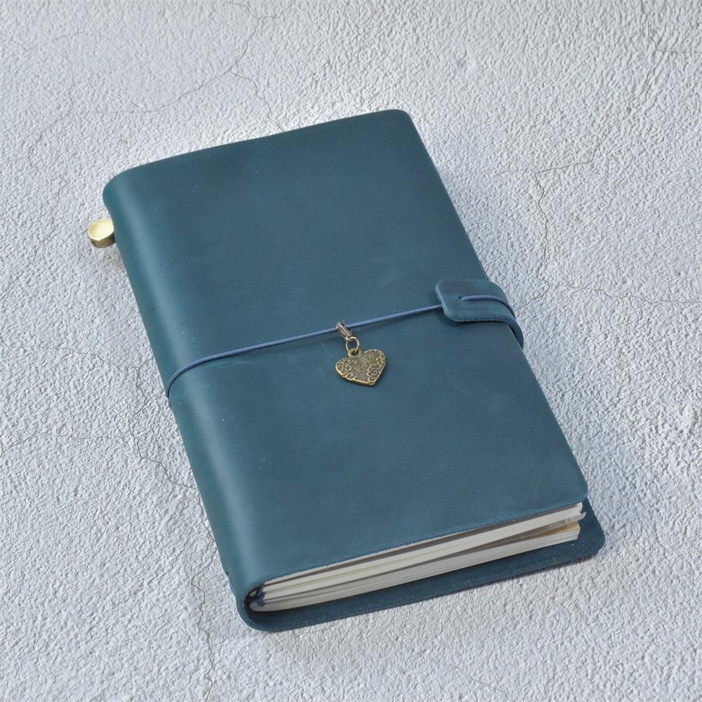 

100% Genuine Leather Journal Refillable Travel Notebook Retro DIY Handmade Diary Sketchbook School Office Gift Customized Standard style синій