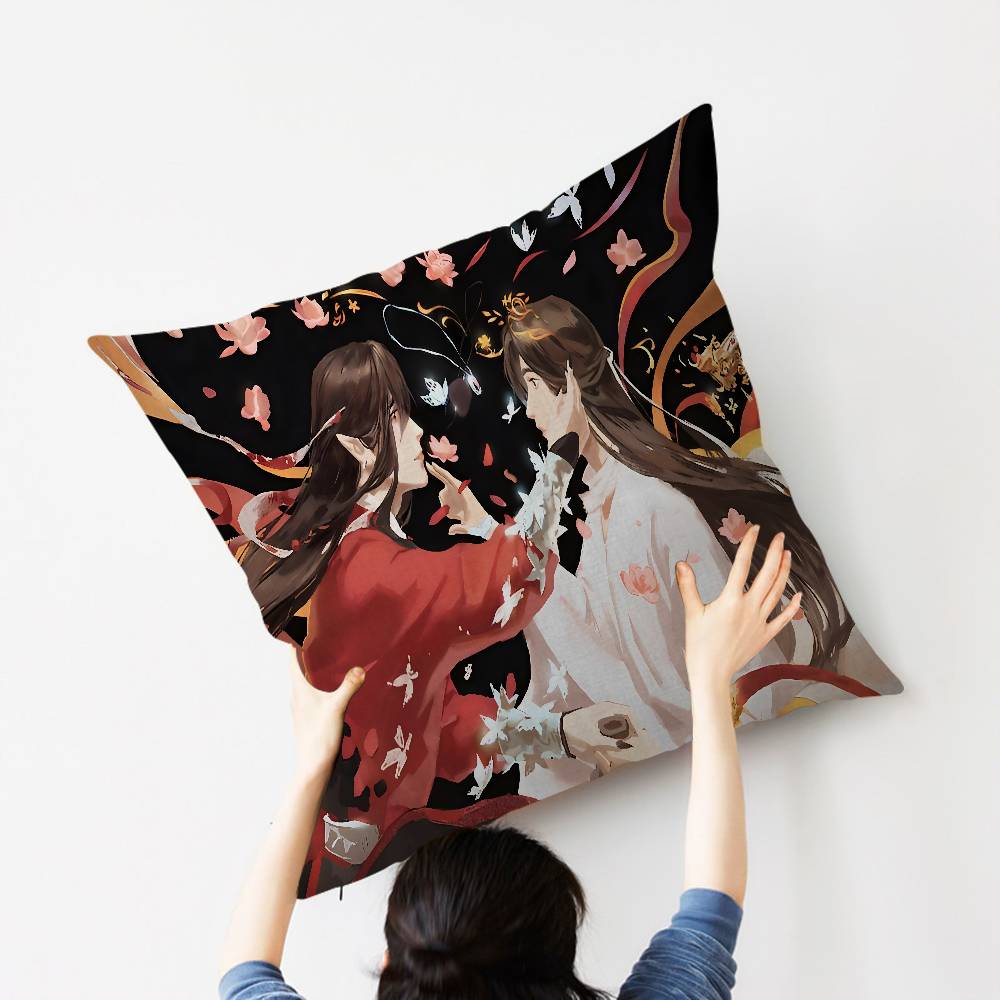 1pc Heavenly Officials Blessing Animation Cushion Cover Car Throw Pillow Case For Sofa Car Christmas Gift 40x40cm 45x45cm