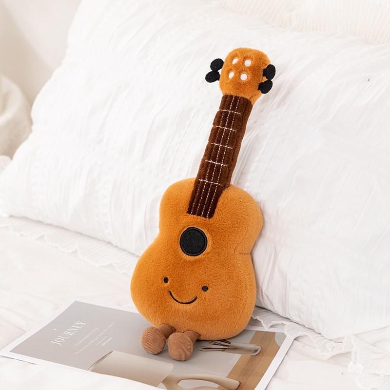 Instrument Musical Plush Pillow With Guitar Violin Embroidery Home Gift Decor