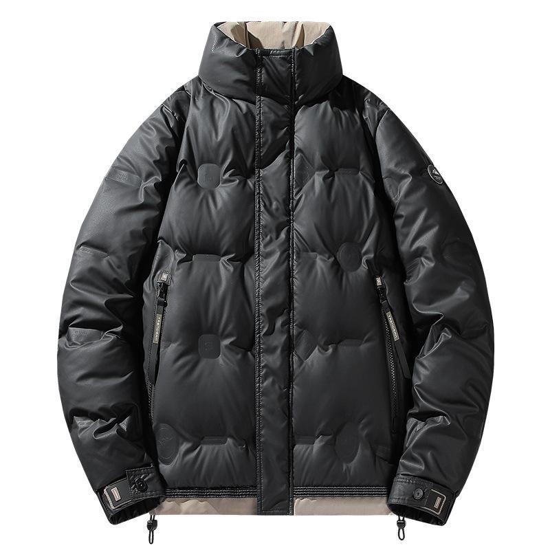 Winter Men's Short Color-blocking Stand Collar Jacket Korean Style Slim Warm Lightweight Thickened Simple Cold-proof Down Jacket for Men