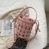 2025 Summer New Bag Women's Texture Foreign Water Bucket Bag Woven Fashion Handbag Crossbody Bag Handbag Women