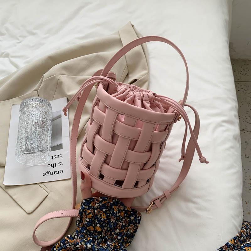 2025 Summer New Bag Women's Texture Foreign Water Bucket Bag Woven Fashion Handbag Crossbody Bag Handbag Women