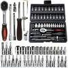 46pcs Professional Carbon Steel Precision Tool Set with Ratchet Wrench, Multi-Function Screwdriver Heads, Metric Sizes, Extension Rod