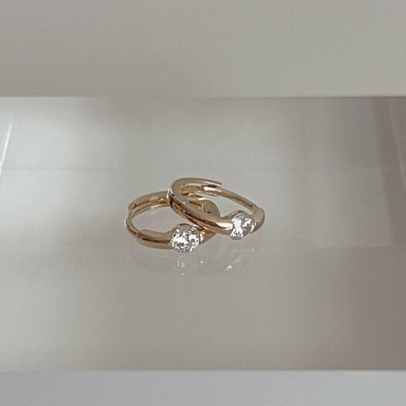 BettyU 14k Gold Cubic One-touch Earrings