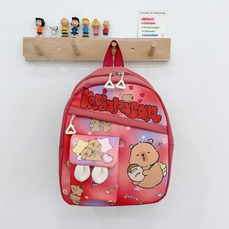 Mengqu Kapibara Boys And Girls Backpack Kindergarten Elementary School Bag Large Capacity Children S Backpack Tide красный