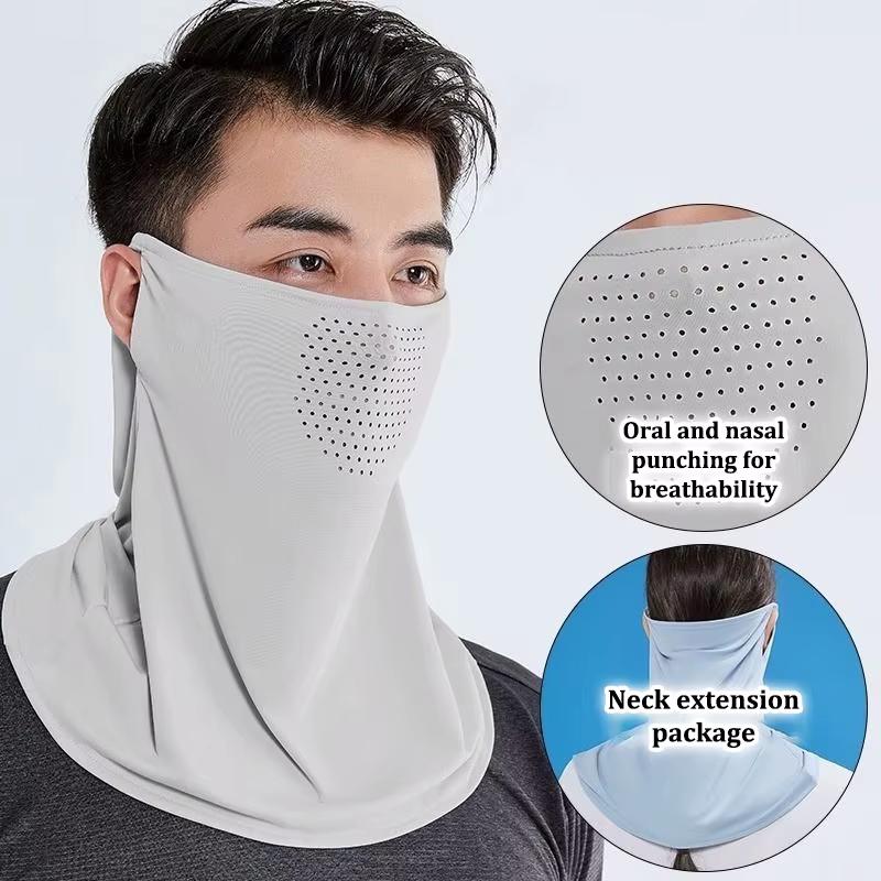 Unisex Summer Ice Silk Sunscreen Mask Outdoor Cycling Face Cover Solid Color Neck Wrap UV Protection Ear Bandana Scarf For Golf