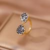 Leopard Print U-Shaped Open Women's Ring - Retro Internet Celebrity Style