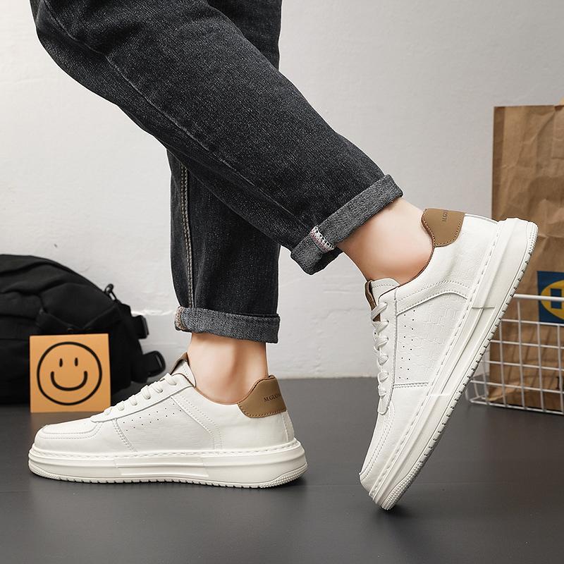 Pantofi albi casual pentru bărbați Pantofi de piele de designer noi, versatili, pantofi de skateboard respirabili, pantofi pentru bărbați