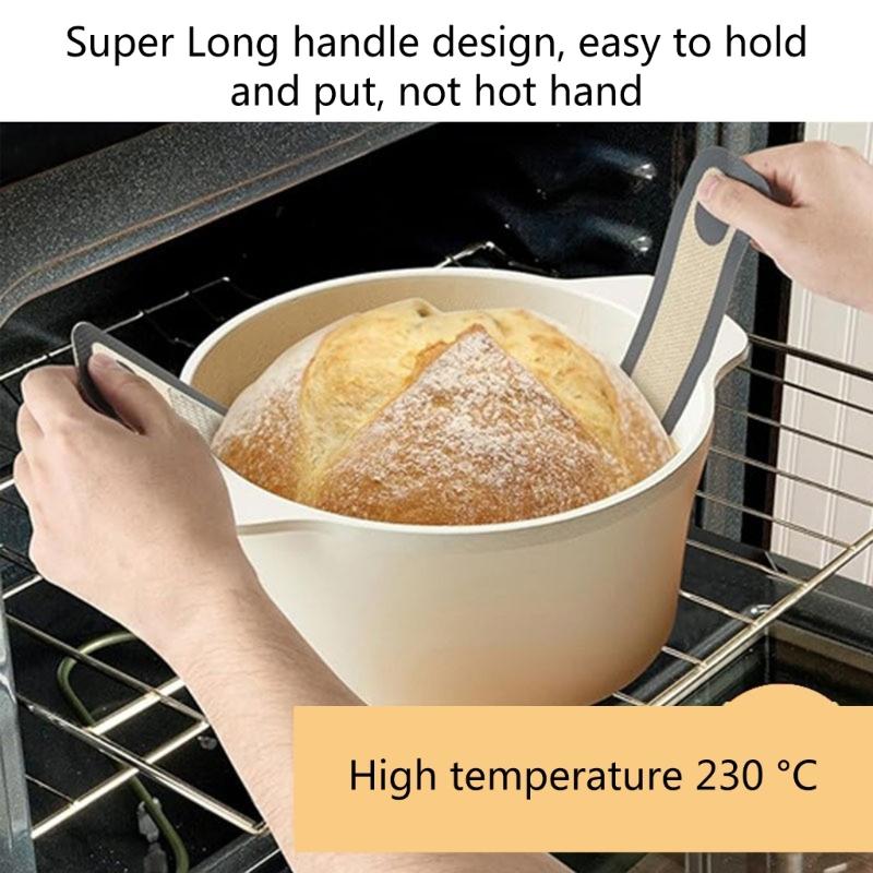 Convenient and Safe Bread Transfer Practical Bread Transfer with Long Handle Silicone Bread Slings Dutch Ovens Liner