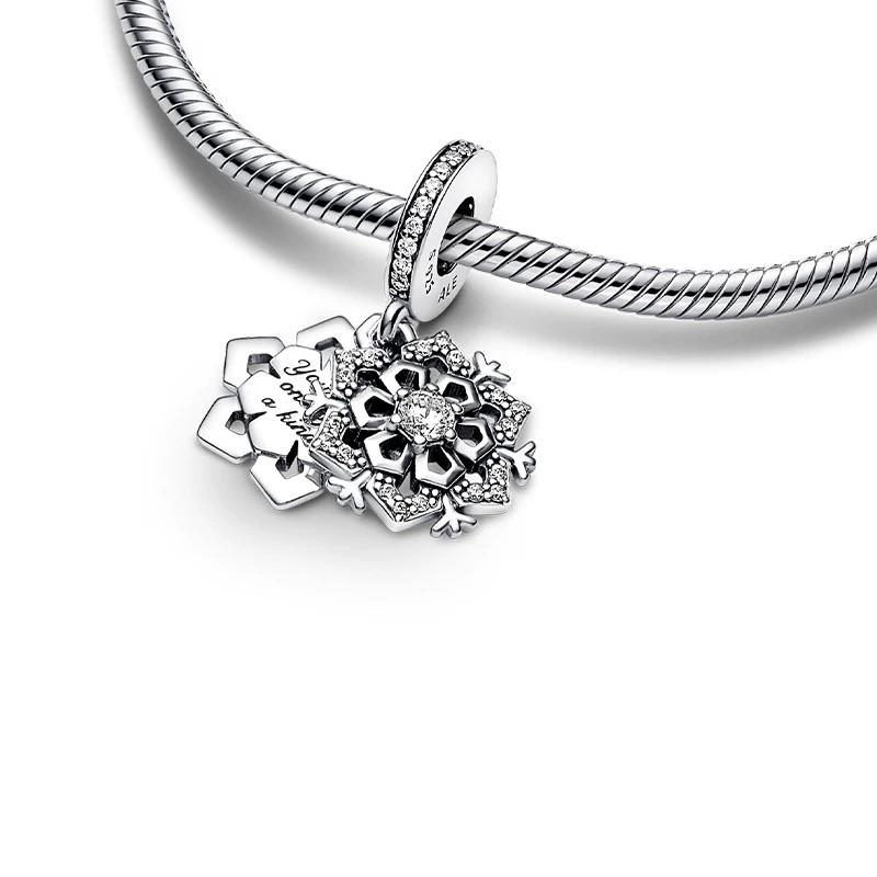 Pandora Shining Snowflake Two-In-One Pendant Design Women Jewelry Accessories Silver 792355