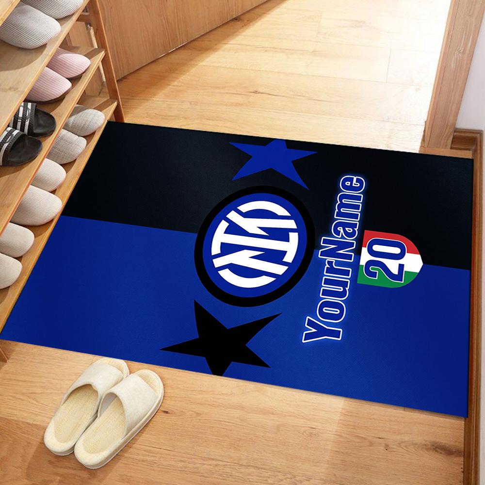 Inter Milan Personalized Name Carpet Design for Kitchen Playrooms Decorate room Dormitory Anti-slip Rug Anime Office Decor Best for Christmas