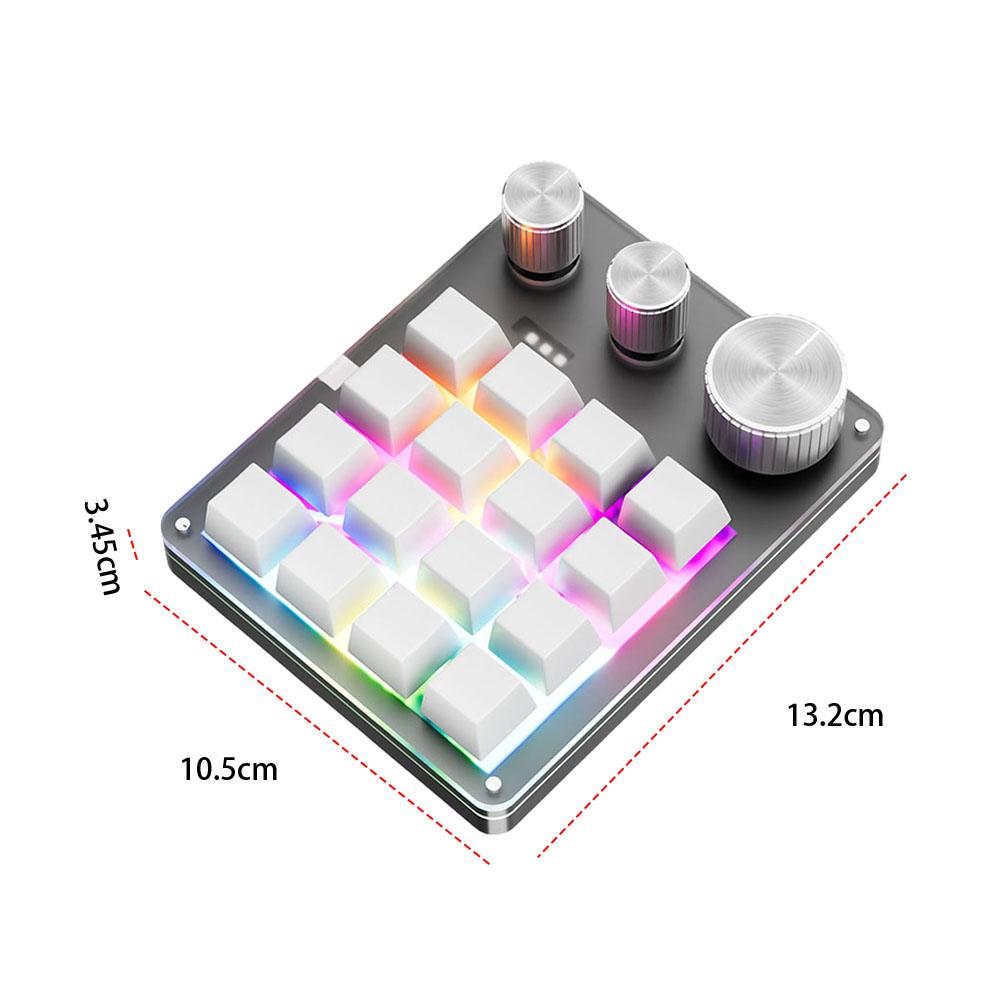 16 Keys Triple Knob Mechanical Keyboard Type-C Wired/Bluetooth-Compatible Wireless Keyboard LED Backlight for PC Computer Gaming