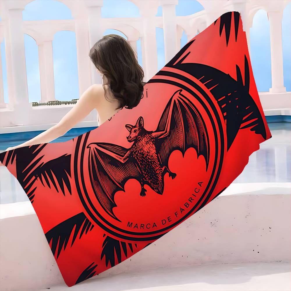 B-Bacardi Rum Vampirfledermaus Mikrofaser Decke Schnelltrocknend Strandtücher Übergröße Druck Super Saugfähig Pooltuch Decke
