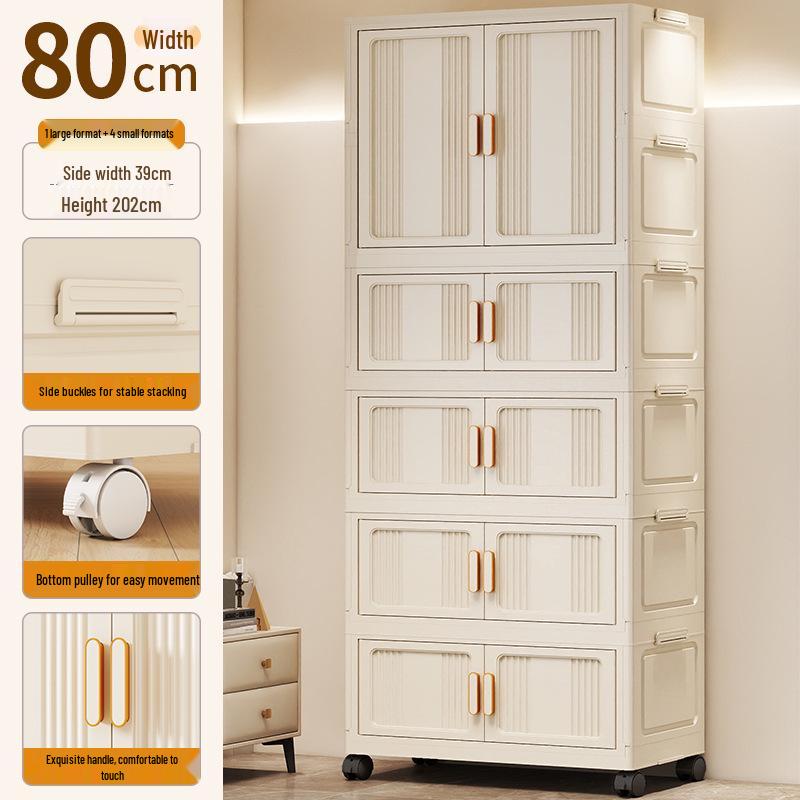 Children's Wardrobe & Storage Cabinet for Clothes, Snacks & Toys - No-Install Foldable Plastic Box