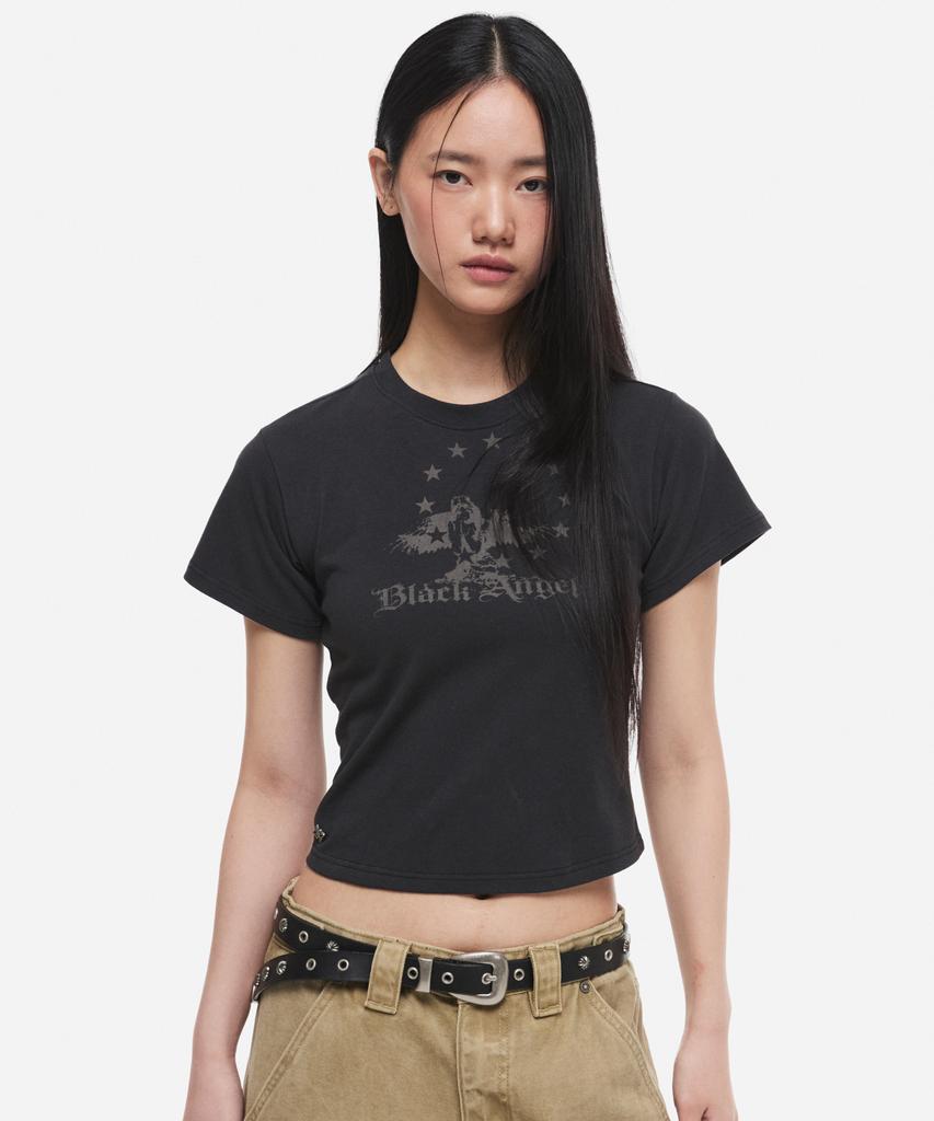 DNSR (W) Vintage Crop Half T-Shirt Black
