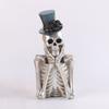 Gruseliges Halloween-Skelett-Ornament, lustiges, einzigartiges, gefälschtes menschliches Schädelknochen-Streichspielzeug, Kunstharz-Skelettfigur, Dekoration, Geschenk
