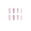 Nude Ballet Wear Long False Nails with Full Drill Design and Removable Nail Art Stickers