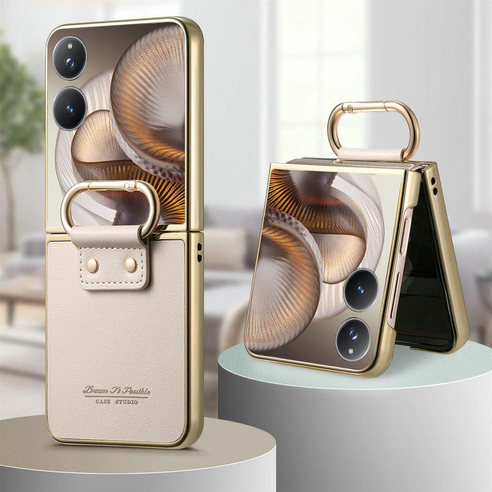 

For Xiaomi Mix Flip 2 5G 2025 Luxury Case Armor Leather Back Cover For Xiaomi Mix Flip Ring Stand Funda Mi Mix Flip 2 Etui Xiaomi mix flip 2 бежевый